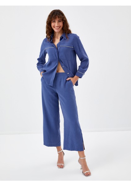 Yanları Yırtmaçlı Modallı Comfort Fıt Capri 68213