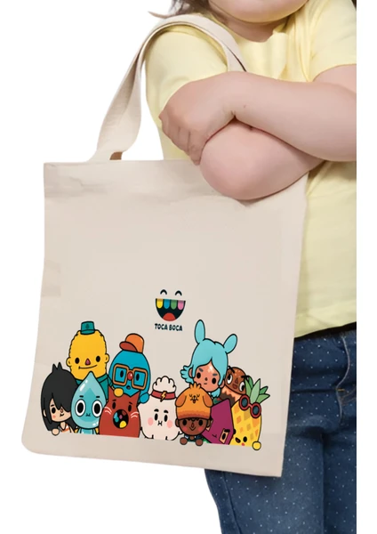 Toca Boca Çocuk Çantası, Oyuncak Çantası, Kitap Çantası, Tote Bag Bez Çanta