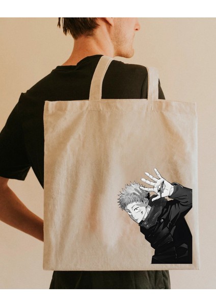 Yuji Itadori Jujutsu Kaisen Anime Ham Bez Tote Bag Bez Çanta