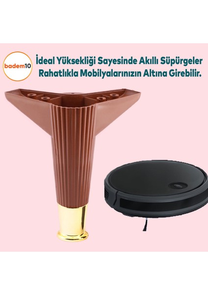 Elista Mobilya Ayağı Sehpa TV Ünitesi Ayakları Yükseltici 15 cm Ceviz Altın 8 ADET indirimleri