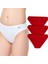 Kadın Elastan Düz Bikini Külot Kırmızı 3'lü Paket 1