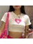 Y2K Love Bunny Baskılı Beyaz Crop 1