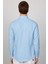 Slim Fit Uzun Kol Biyeli Yaka Düğmeli Keten Mavi Erkek Gömlek 5