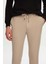 Slim Fit Bej Beli Lastikli Bağcıklı Fermuarlı Likralı Rahat Jogger Pantolon 2HC03ORTJGR01 2