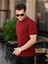 Bordo Erkek Yuvarlak Yaka Desenli Örme T-SHIRT-TRZ2525252525R26S 3