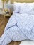 100X200 Pamuklu 63 Tel Mavi-Beyaz Çiçek Desenli Tek Kişilik Nevresim Takımı Mavi 2