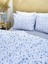 100X200 Pamuklu 63 Tel Mavi-Beyaz Çiçek Desenli Tek Kişilik Nevresim Takımı Mavi 3