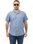 Erkek Büyük Beden Mavi Renk Pamuk Hakim Yaka Cepli Kısa Kol Gömlek KK-8014-TSS 1