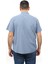 Erkek Büyük Beden Mavi Renk Pamuk Hakim Yaka Cepli Kısa Kol Gömlek KK-8014-TSS 3