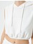 Kapüşonlu Crop Sweatshirt Beli Lastikli Kolsuz 5