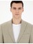 Erkek Açık Yeşil Slim Fit Keten Karışımlı Ceket 50284967-VR092 2