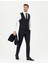 Erkek Lacivert Slim Fit Çizgili Yelekli Takım Elbise 50285266-VR033 2