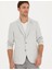 Erkek Açık Gri Ex. Slim Fit Keten Karışımlı Ceket 50285142-VR001 3