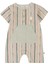 Kısa Kollu Bebek Şort Tulum Yeşil Çizgili Desenli Organik Pamuk 1