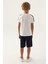 Lisanslı With Sleeve Detail Krem Erkek Çocuk Bermuda Takım 5