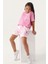 Lisanslı Heart Printed Pembe Kız Çocuk Şort Takım 2