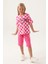 Lisanslı Plaid Toz Pembe Kız Çocuk Kapri Takım 1
