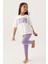 Lisanslı Floral Text Krem Kız Çocuk Pijama Takımı 3