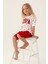 Lisanslı Heart Pattern Kırmızı Kız Çocuk Kapri Takım 2