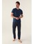 Short Koyu Indigo Erkek Pijama Takımı 3
