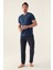 Detail Koyu Indigo Erkek Pijama Takımı 3