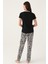 Buttoned Siyah Kadın Kısa Kol Pijama Takımı 5