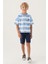 Lisanslı Striped Indigo Erkek Çocuk Bermuda Takım 3