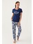 Belle Lacivert Kadın Kısa Kol Pijama Takımı 1