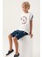 Lisanslı Three Colors Krem Erkek Çocuk Bermuda Takım 2