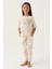 Lisanslı Floral Pattern Bej Kız Çocuk Pijama Takımı 1