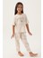 Lisanslı Floral Pattern Bej Kız Çocuk Pijama Takımı 3