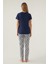 Beach Koyu Indigo Kadın Kısa Kol Pijama Takımı 5
