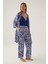 Fancy Lacivert Kadın 3lü Kısa Kol Kısa Kol Pijama Takımı 1