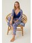 Fancy Lacivert Kadın 3lü Kısa Kol Kısa Kol Pijama Takımı 3