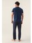 Short Koyu Indigo Erkek Pijama Takımı 5
