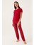 Basics Bordo Kadın Kısa Kol Pijama Takımı 3
