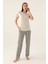 Basezic Krem Kadın Kısa Kol Pijama Takımı 1