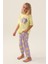 Lisanslı Floral Pattern Açık Sarı Kız Çocuk Pijama Takımı 3