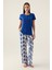 Patterned Mavi Kadın Kısa Kol Pijama Takımı 1