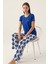 Patterned Mavi Kadın Kısa Kol Pijama Takımı 2