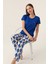 Patterned Mavi Kadın Kısa Kol Pijama Takımı 3