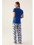 Patterned Mavi Kadın Kısa Kol Pijama Takımı 5