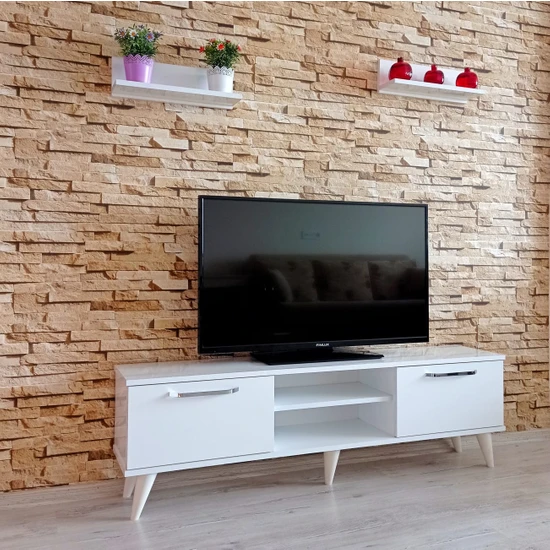 Mobilya Sepeti (MS10)DUVAR Raflı Tv Sehbası,tv Ünitesi ,beyaz