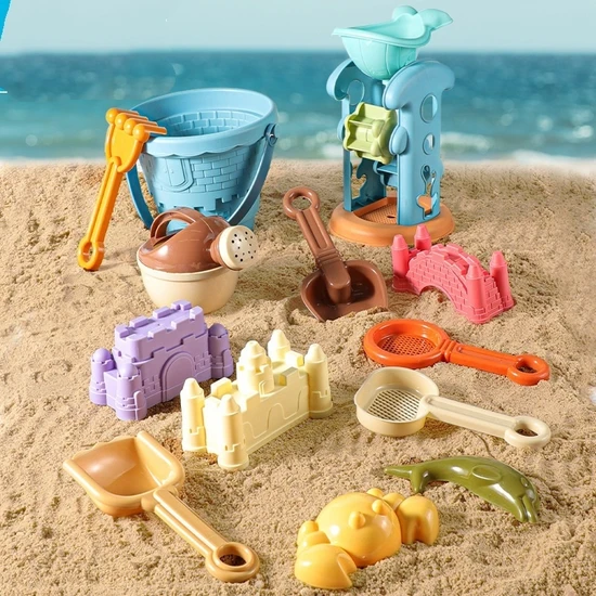 MSM Plaj Oyuncakları Sahil Oyunu Kapalı Kazma Kürek Kovası Kum Saati Seti (Yurt Dışından)