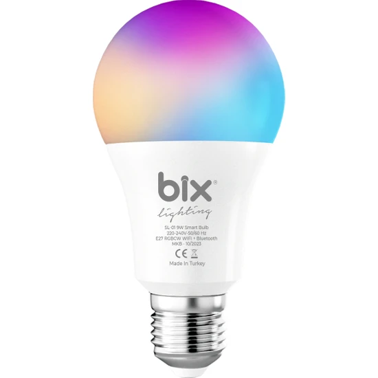 Bix SL-01 Aura Çok Renkli 9W RGB WiFi-Bluetooth Uzaktan Kontrollü Akıllı Ampul