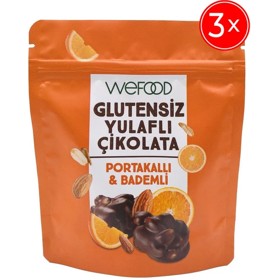 Wefood Glutensiz Yulaflı Çikolata Portakallı & Bademli 40 gr x 3'lü 8683347035137