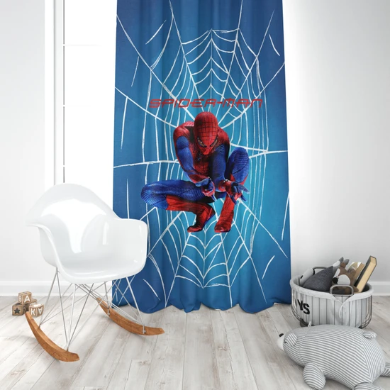Adenka Home Spiderman Örümcek Adam  Desen, Bebek ve Çocuk Odası Fon Perde