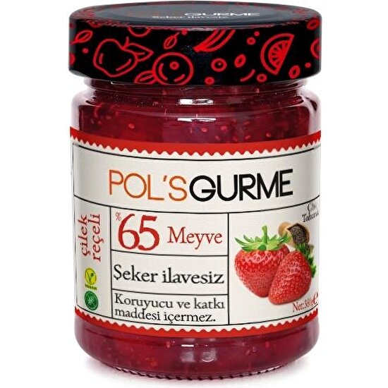 Pol's Gurme Pol'sgurme Chia Tohumlu Şeker Ilavesiz %65 Meyve Oranlı Çilek Reçeli 380 gr