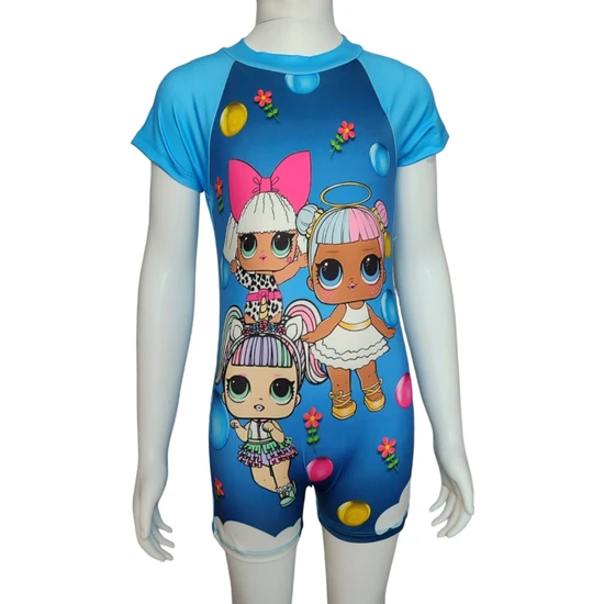 Uz Giyim Aksesuar Kız Çocuk Lol Desenli Tulum Mayo Kız Çocuk Hassas Ten Mayo Kız Çocuk Uv Korumalı Mayo