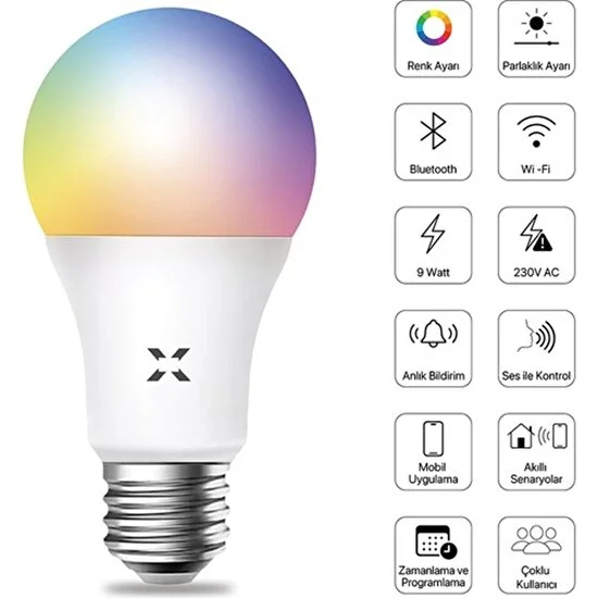 Ardeppo Xenon Smart Akıllı LED Ampul, 16 Milyon Renk Seçeneği, Sesli Kontrol, Wi-Fi +Bluetooth Kontrol